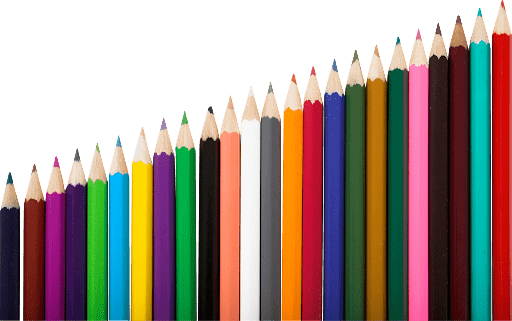 Lapices de colores y ordenados.